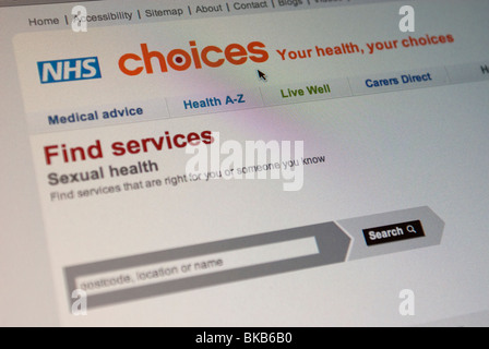Scelte di NHS website Foto Stock