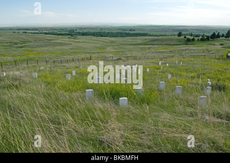 Little Bighorn Battlefield National Monument. Testa di pietre di U.S. Sulla cavalleria Last Stand Hill. Foto Stock