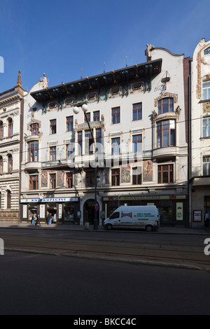 Facciata, Praha assicurazione edificio, Narodni Trida, Praga, Repubblica Ceca Foto Stock
