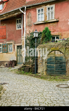 Casa colonica diroccata a Prichenstadt, Franconia, Baviera, Germania. Foto Stock