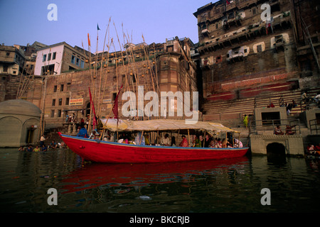 India, Uttar Pradesh, Varanasi, fiume Gange Foto Stock