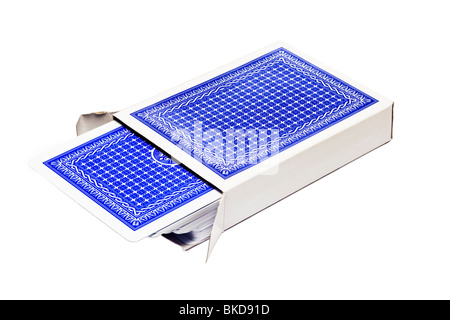 Mazzo di carte da gioco in scatola, vista posteriore Foto Stock