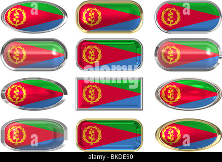 Dodici pulsanti della bandiera di Entrea Foto Stock
