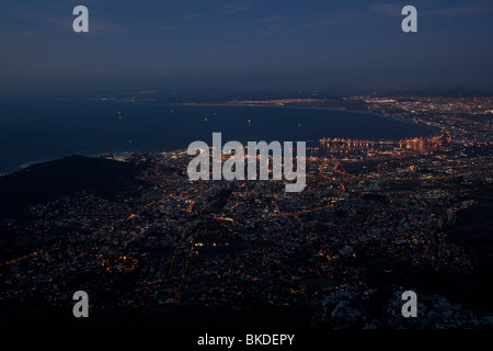 Capetown da notte, Sud Africa Foto Stock