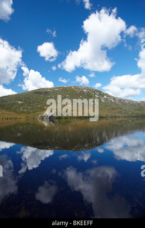 La riflessione nel lago di colomba, culla della Montagna - Lago St Clair National Park, Western Tasmania, Australia Foto Stock