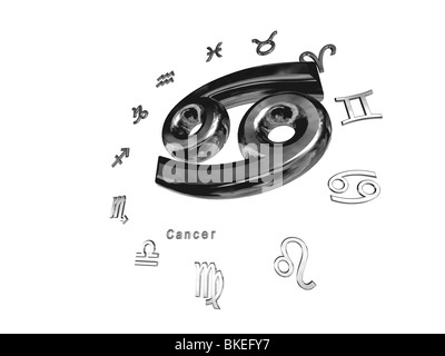 3D segni zodiacali Cancro su sfondo bianco Foto Stock