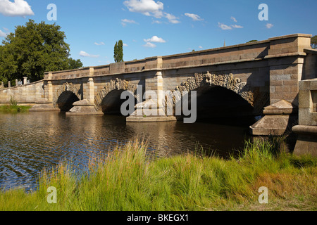 Storico ponte di Ross e fiume Macquarie, Ross, Midlands, Tasmania, Australia Foto Stock