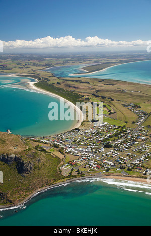 Stanley e "dado" (testa circolare), e Sawyer Bay, a nord-ovest della Tasmania, Australia - aerial Foto Stock