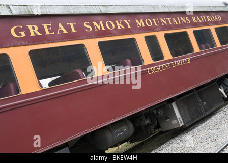 Il Great Smoky Mountains Railroad, basato in Bryson City, North Carolina, STATI UNITI D'AMERICA Foto Stock