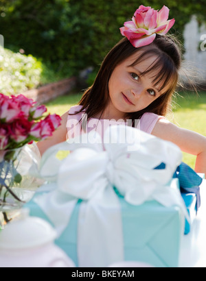 Ragazza alla festa di compleanno Foto Stock