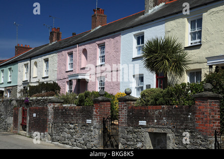 Cottages in Charlestown Cornwall Inghilterra Foto Stock