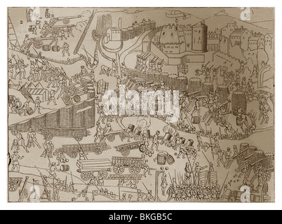 Assedio Guerra nel sedicesimo secolo in Francia. (Studi sull'artiglieria, da Louis-Napoleon Bonaparte) Foto Stock