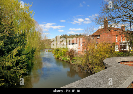 Fiume Wey a Godalming Surrey in Inghilterra REGNO UNITO Foto Stock