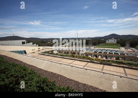 Vista dal tetto del nuovo Parlamento, Canberra, ACT, Australia Foto Stock