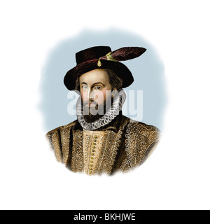 Walter Raleigh 1552 1618 navigatore inglese moderno cortigiano Vignette da una incisione Foto Stock