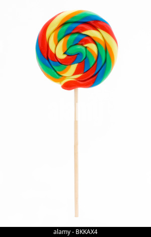 Rainbow lollipop isolato su uno sfondo bianco Foto Stock