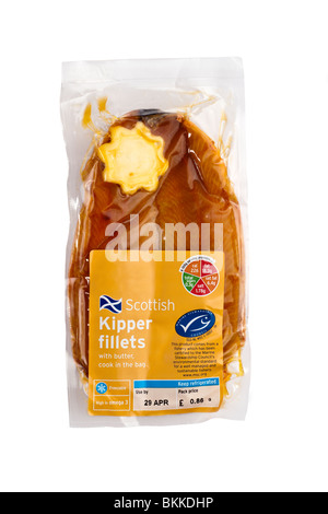 Cuocere nel sacchetto Scottish kipper i filetti con burro Foto Stock