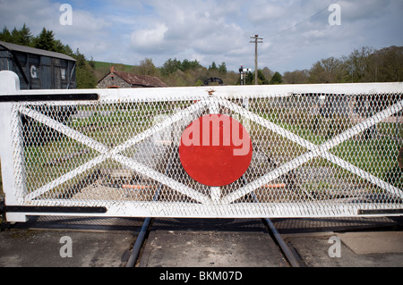 Costruzioni ferroviarie a Staverton stazione ferroviaria,pendolari, il pendolarismo, emissioni, Inghilterra, ambiente,rosso, campi,crossing Foto Stock