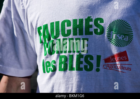 Gli agricoltori francesi hanno spinto centinaia di trattori per le strade di Parigi durante una manifestazione di protesta contro il peggioramento delle condizioni economiche. Foto Stock