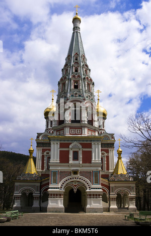 Bulgaria, villaggio Shipka, Shipka Memorial Chiesa, la facciata occidentale e l'ingresso, Europa orientale Foto Stock