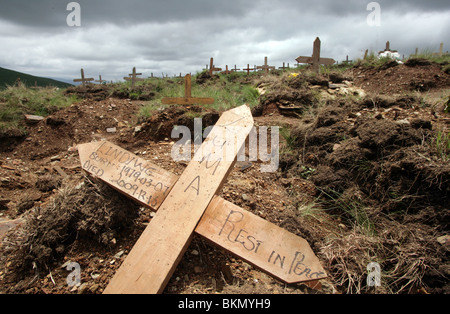 Graves su un cimitero vicino a Pietermaritzburg, Sud Africa. Molti giovani persone hanno superato a causa di HIV e AIDS Foto Stock