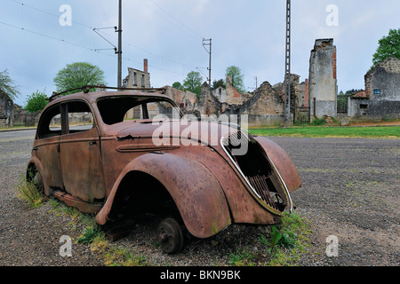 Oradour-sur-Glane dove il 10 Giugno 1944 642 abitanti furono massacrati da un tedesco Waffen-SS company, Limousin Francia Foto Stock