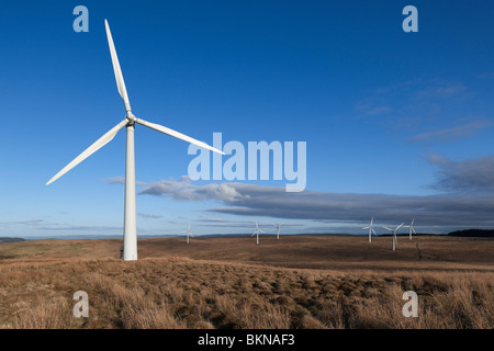 Le turbine eoliche a Carno Wind Farm, Powys, Wales, Regno Unito Foto Stock