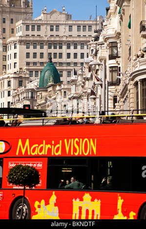 Visione di Madrid city tour bus, Madrid, Spagna Foto Stock