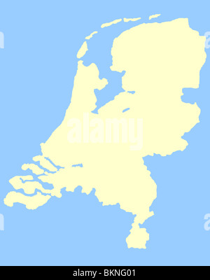 Mappa di Paesi Bassi isolata su uno sfondo blu. Foto Stock