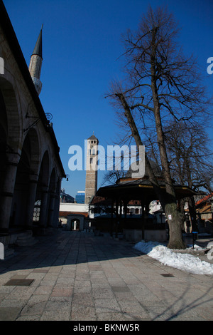 SAHAT-KULA vecchia torre dell orologio Sarajevo in Bosnia OLD TOWN Sarajevo in Bosnia 16 Marzo 2010 Foto Stock