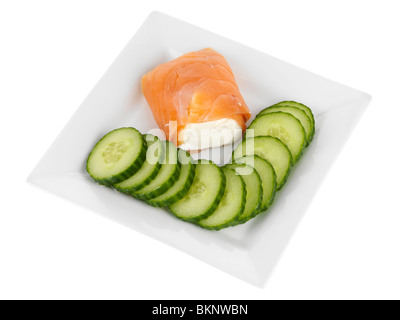 Salmone affumicato riempito con crema di formaggio Foto Stock