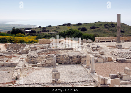 Gli antichi resti della basilica cristiana a KOURION sull'isola di Cipro. Foto Stock