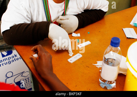 Il test HIV dalla stazione di Township Foto Stock