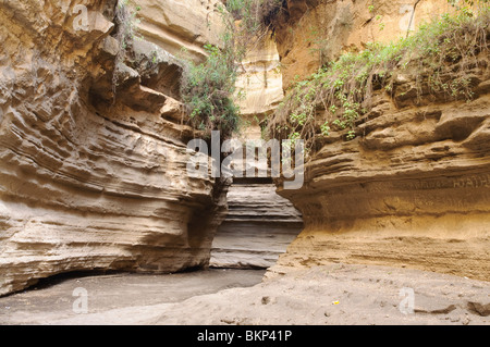 Canyon stretto in Hell's Gate National Park, Kenya Foto Stock