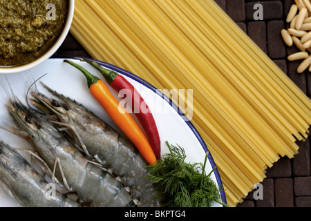 Re di gamberi con pasta Foto Stock