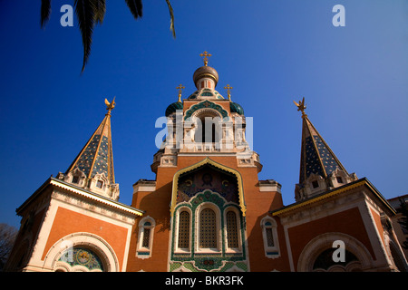 Francia - Cote D'Azur, Nizza; la chiesa russo-ortodossa Cattedrale di San Nicola nel centro della citta'. Foto Stock