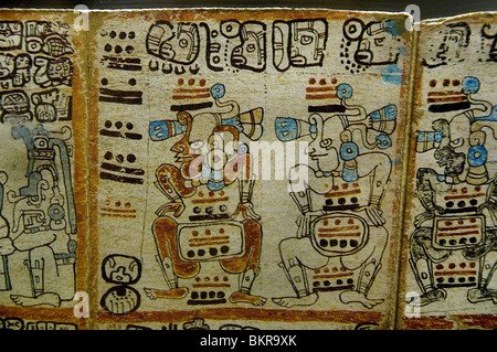 Codex Tro Cortesianus Maya di codices pre colombiana civiltà Maya scritto in geroglifico Maya 1250 1500 ANNUNCIO Foto Stock