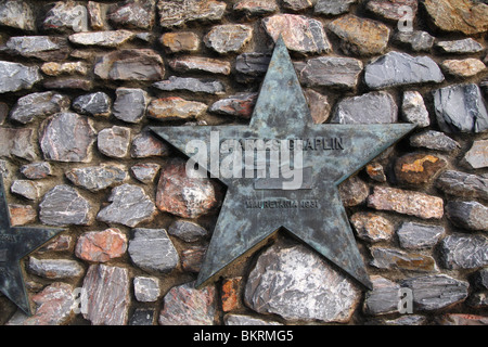 Brass star, commemorazione, Sir Charles Spencer Chaplin, KBE, attore comico inglese, Brass star, commemorazione, Sir Charles Spencer Chaplin, KBE, inglese Foto Stock