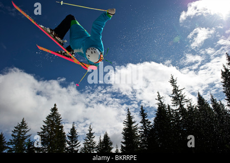 La Slovacchia, Jasna, snowpark, freestyler Foto Stock