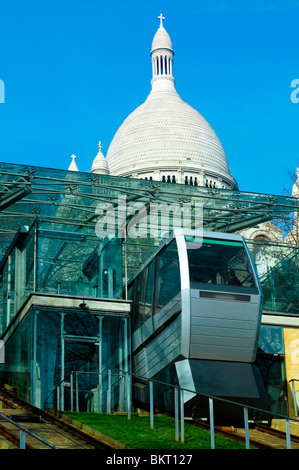 La funicolare, Butte Montmartre, Parigi, Francia Foto Stock