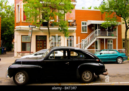 Strada tipica scena Plateau Mont Royal Foto Stock