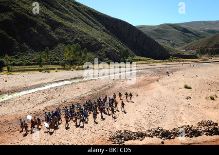 Tinku festival del quechua Indiani che vivono nella città di Macha nell'altopiano boliviano. Foto Stock