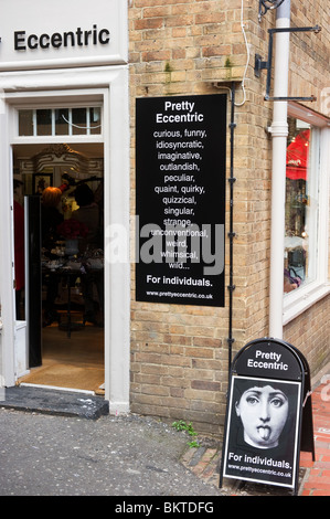 Un angolo del negozio e small business con insegne nelle corsie in area dello shopping Brighton Sussex Foto Stock