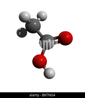 Acetoc, acido acido etanoica (colorcode: nero = carbonio, bianco = idrogeno, rosso=ossigeno) Foto Stock