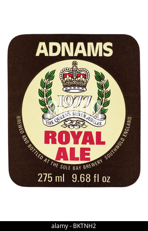 Adnams 1977 Queens Silver Jubilee Royal Ale etichetta del flacone. Foto Stock