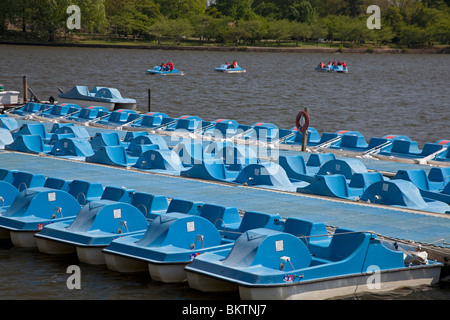 Washington, DC - barche a pedali nel bacino di marea vicino al Jefferson Memorial. Foto Stock