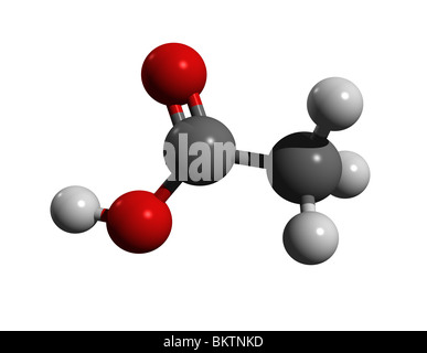 Acetoc, acido acido etanoica (colorcode: nero = carbonio, bianco = idrogeno, rosso=ossigeno) Foto Stock