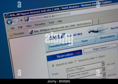 ANA giapponese sito web della compagnia aerea schermo Foto Stock