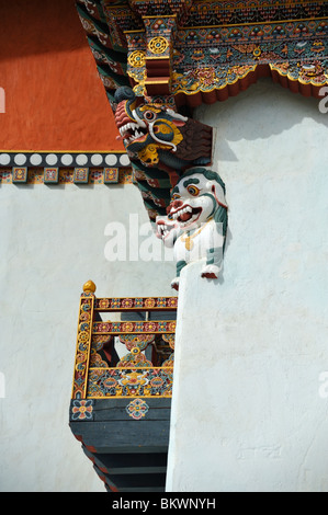 La decorazione parietale Gangte () Gangtey Goemba, Valle Phobjikha, Bhutan Foto Stock