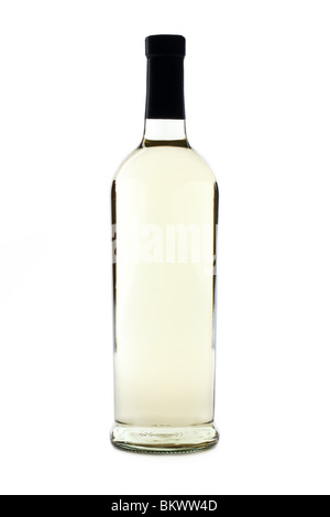 Bottiglia di vino su sfondo bianco Foto Stock